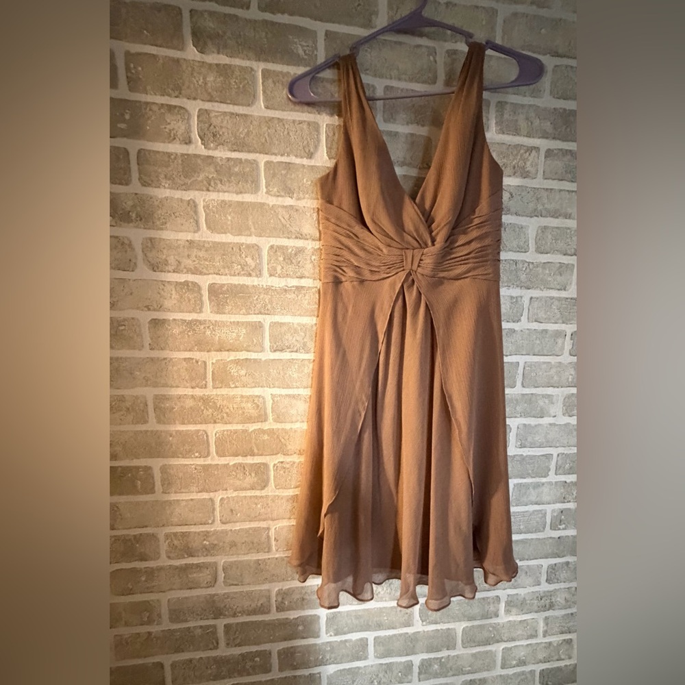 David's Bridal Tan Midi Dress